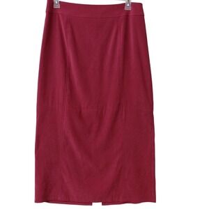 Studio C Size 14 Cranberry Red Faux Suede Maxi Pencil Skirt Back Slit